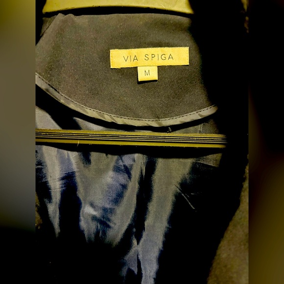 VIA SPIGA Women's Soft Shell Quilted Jacket W/Nylon Wing Collar Size M - Picture 6 of 8